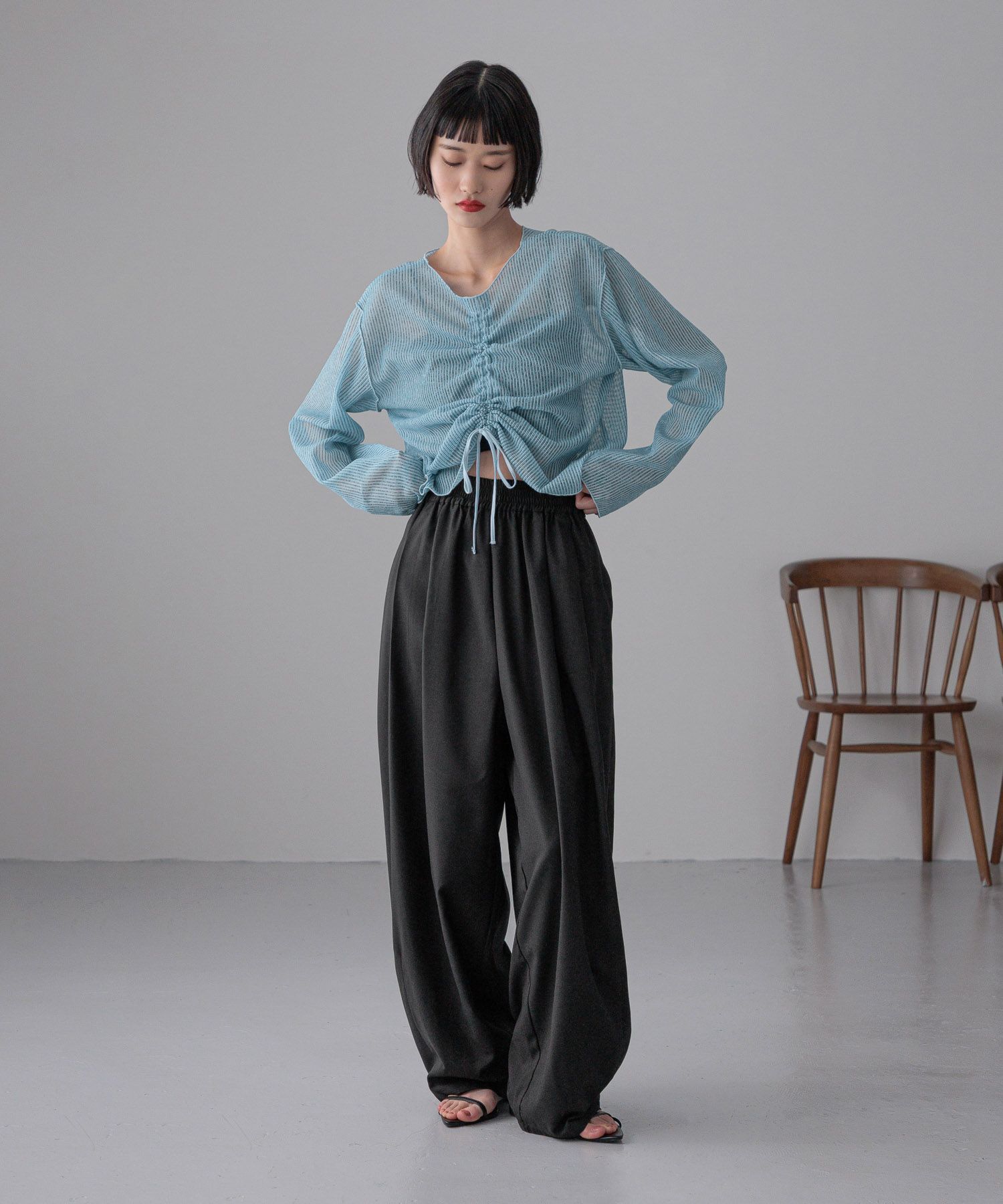 LOWRYS FARM「イージーワイドコクーンパンツ」|チノ|