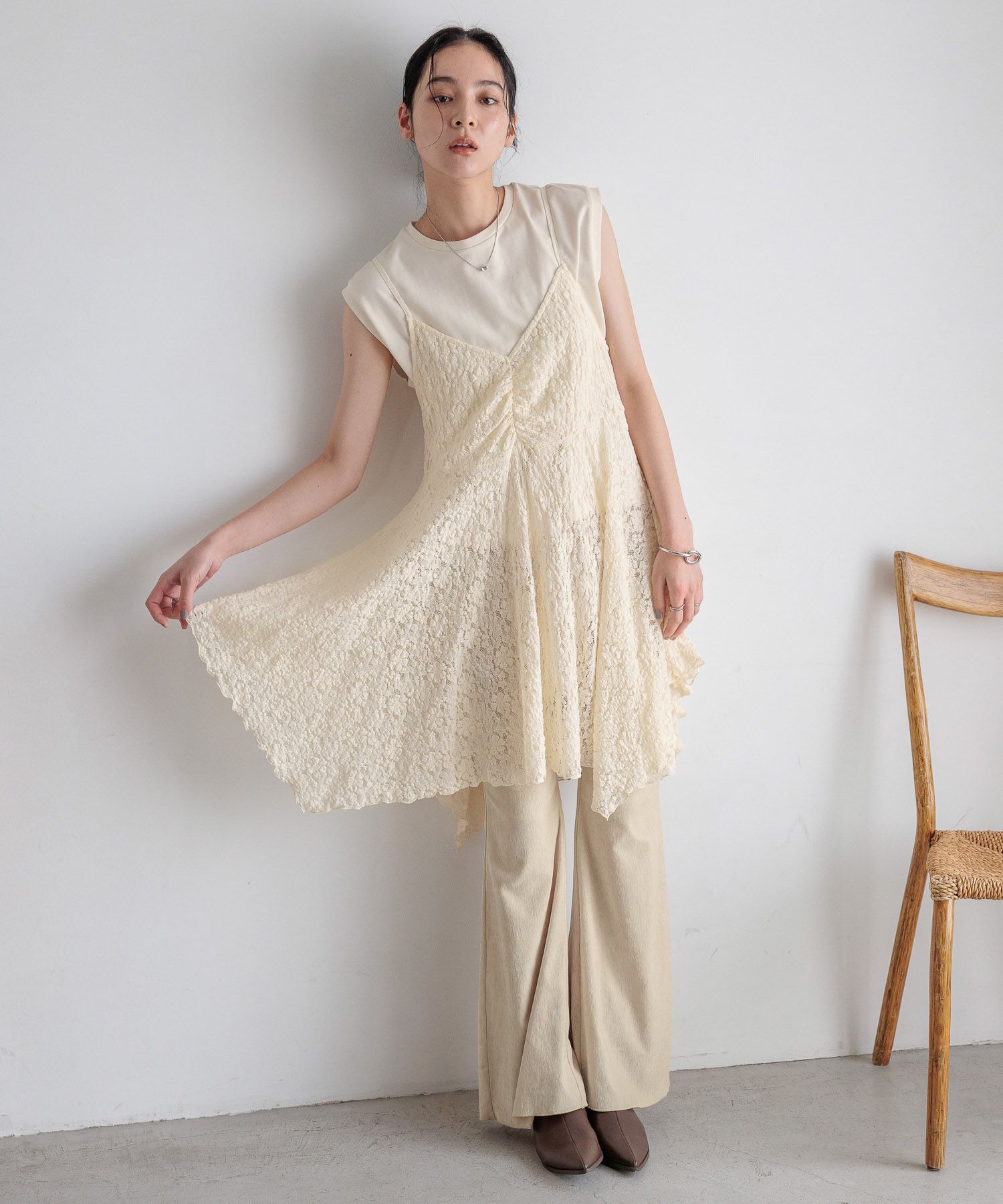 LOWRYS FARM「カットレースキャミチュニック」|ワンピース|