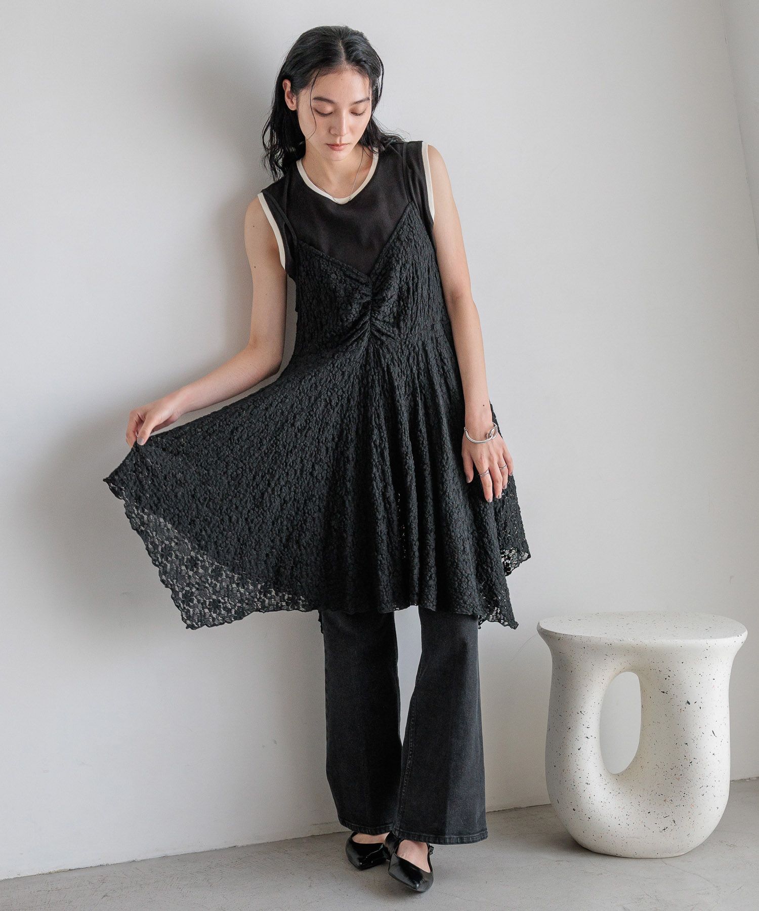 LOWRYS FARM「カットレースキャミチュニック」|ワンピース|