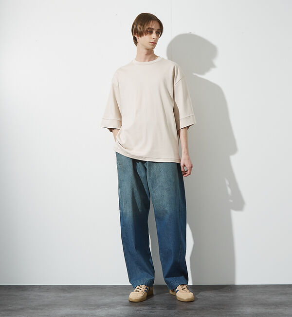 ABAHOUSE「【定番】ドロップショルダー 五分袖 メローロック Tシャツ」|Tシャツ・カットソー|