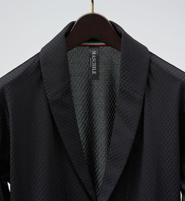 ABAHOUSE「【MASCHILE】チェック リンクス ニット ショールジャケット」|その他|