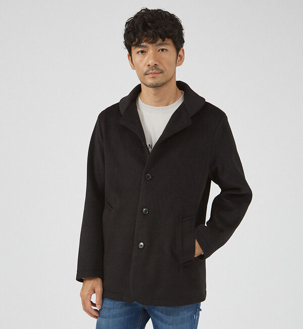 ABAHOUSE「【シャギーニット】メルトン ショール ブルゾン」|ブルゾン・スタジャン|ブラック