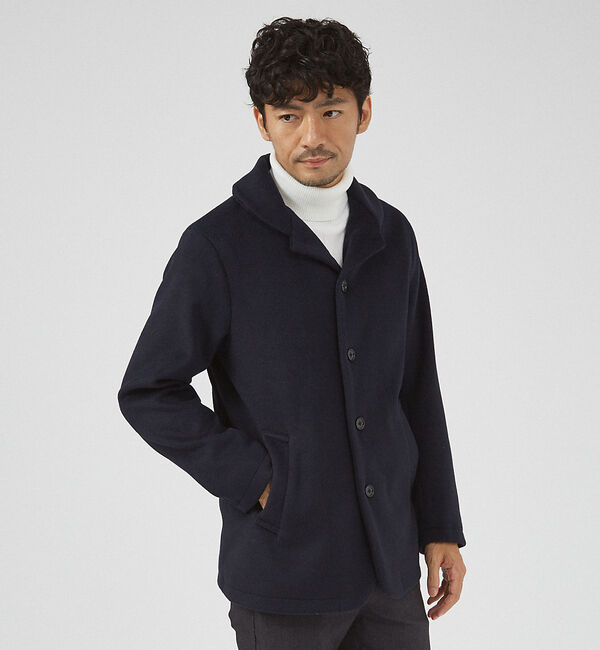 ABAHOUSE「【シャギーニット】メルトン ショール ブルゾン」|ブルゾン・スタジャン|ネイビー