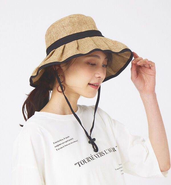 Rouge vif「【RUBEN】リネンライクプリーツバケットハット」|その他|ベージュ