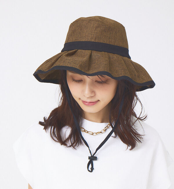 Rouge vif「【RUBEN】リネンライクプリーツバケットハット」|その他|カーキ