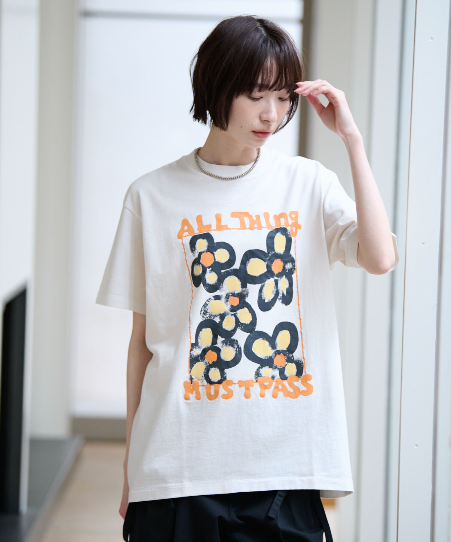 Rouge vif「【KURO/クロ】ANYTHING FLOWER Tシャツ/日本製【WEB限定】」|Tシャツ・カットソー|