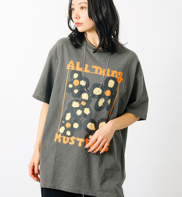 Rouge vif「【KURO/クロ】ANYTHING FLOWER Tシャツ/日本製【WEB限定】」|Tシャツ・カットソー|ブラック