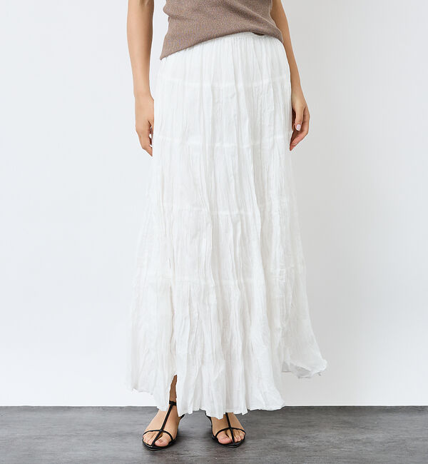 Rouge vif「【Le Melange/ル・メランジュ】コットンギャザースカート/機能素材/ギャ」|スカート|ホワイト