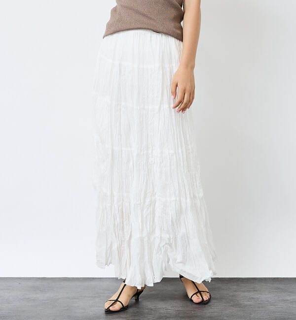 Rouge vif「【Le Melange/ル・メランジュ】コットンギャザースカート/機能素材/ギャ」|スカート|