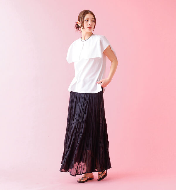 Rouge vif「【Le Melange/ル・メランジュ】コットンギャザースカート/機能素材/ギャ」|スカート|