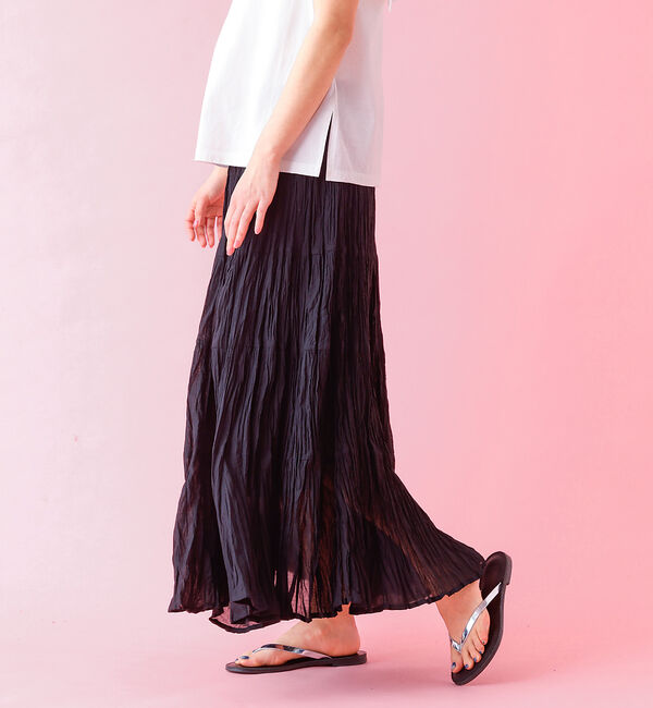 Rouge vif「【Le Melange/ル・メランジュ】コットンギャザースカート/機能素材/ギャ」|スカート|