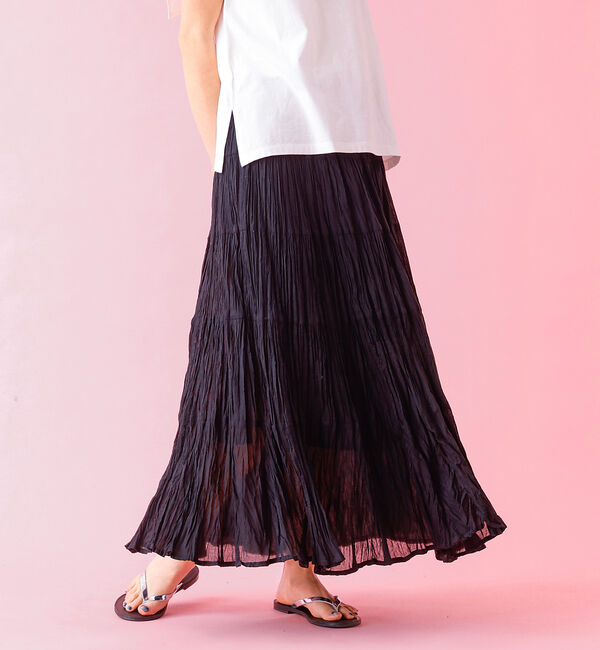 Rouge vif「【Le Melange/ル・メランジュ】コットンギャザースカート/機能素材/ギャ」|スカート|