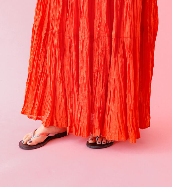 Rouge vif「【Le Melange/ル・メランジュ】コットンギャザースカート/機能素材/ギャ」|スカート|