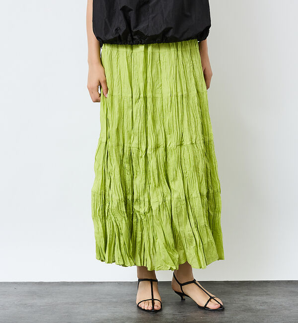 Rouge vif「【Le Melange/ル・メランジュ】コットンギャザースカート/機能素材/ギャ」|スカート|