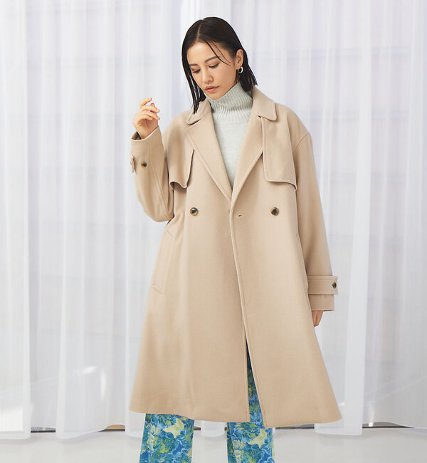 qualite「ウールトレンチコート」|トレンチコート|ベージュ