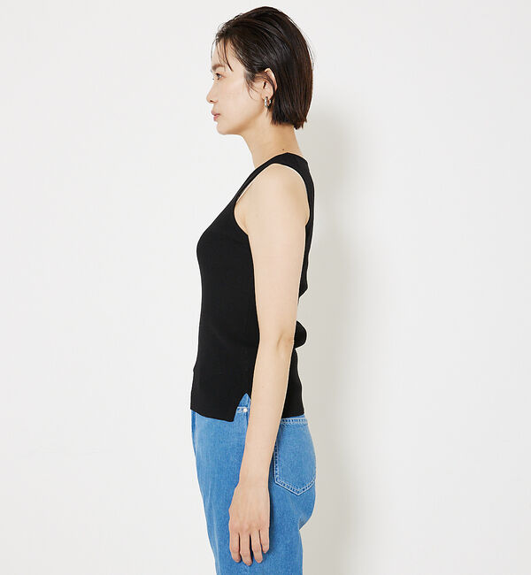 qualite「ラメスクエアノースリーブニット」|キャミソール|