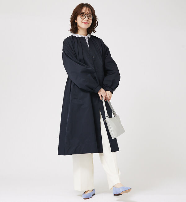 abahouse mavie「タックノーカラーコート」|ノーカラーコート|ダークネイビー