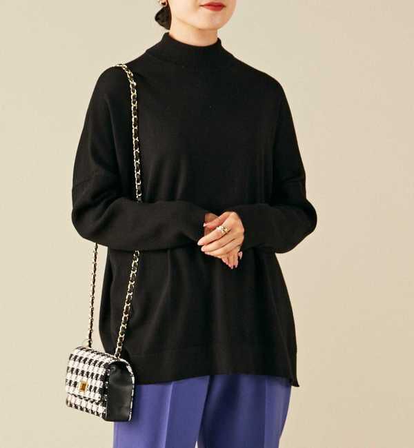 Liesse「袖リブビッグタートルニット」|ニット・セーター|ブラック