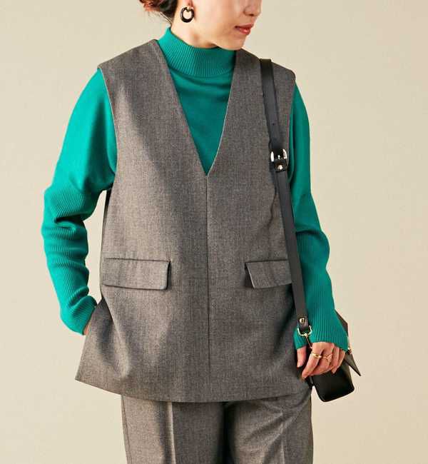 Liesse「袖リブビッグタートルニット」|ニット・セーター|グリーン