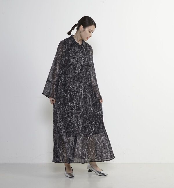 Soffitto「ジオメ柄シフォンシャツワンピース」|ワンピース|