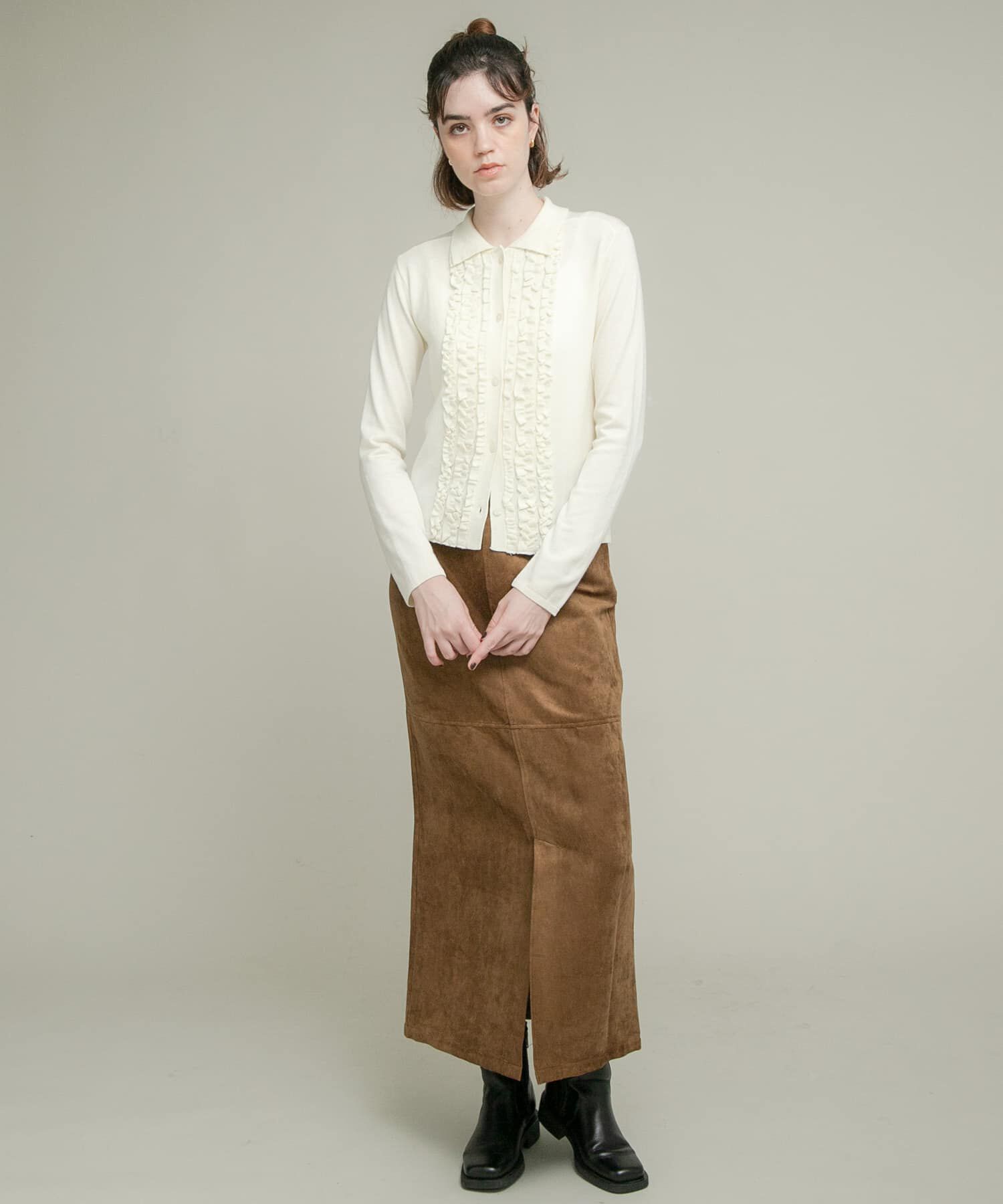 Sonny Label 「シルク混フリルニットシャツ」|ニット・セーター|