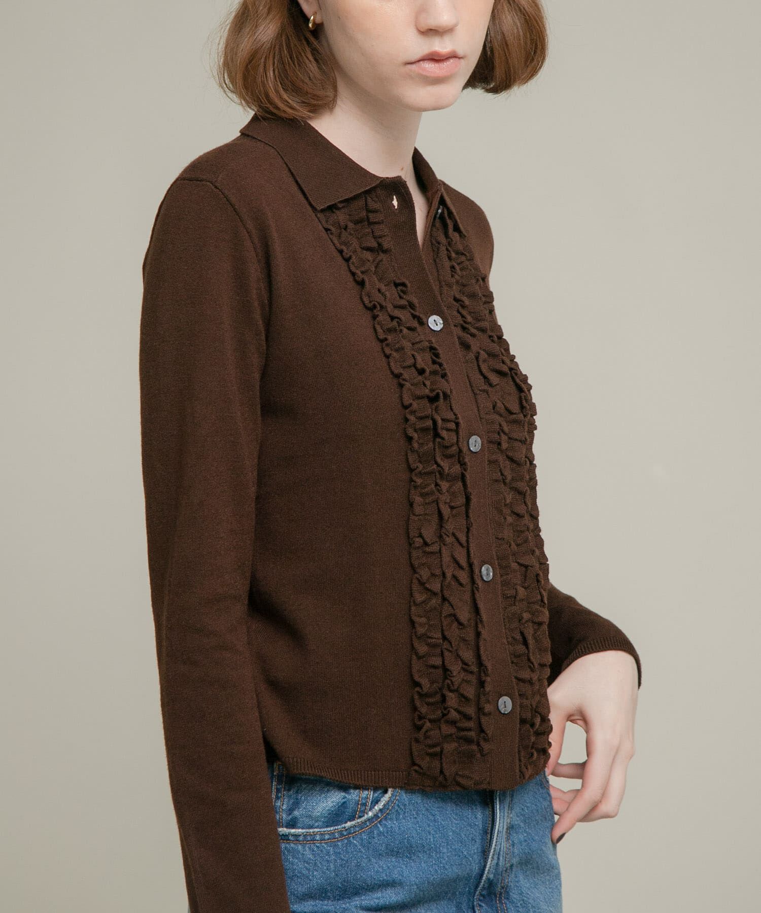 Sonny Label 「シルク混フリルニットシャツ」|ニット・セーター|