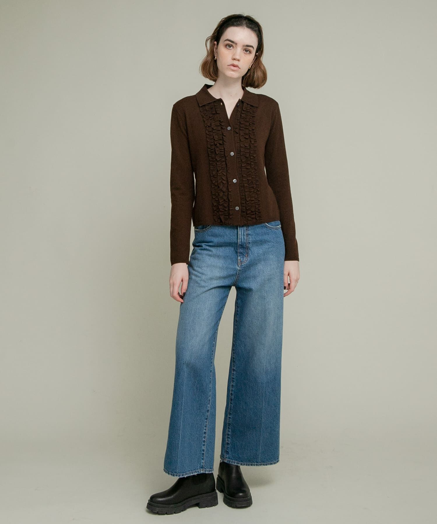 Sonny Label 「シルク混フリルニットシャツ」|ニット・セーター|