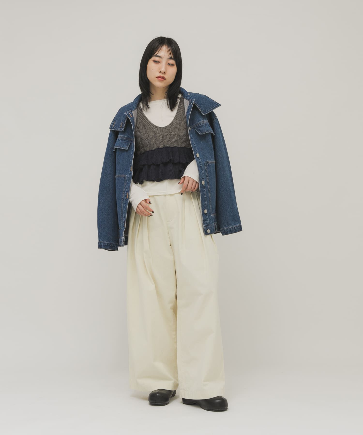  「2WAYフリルニットベスト」|ニット・セーター|