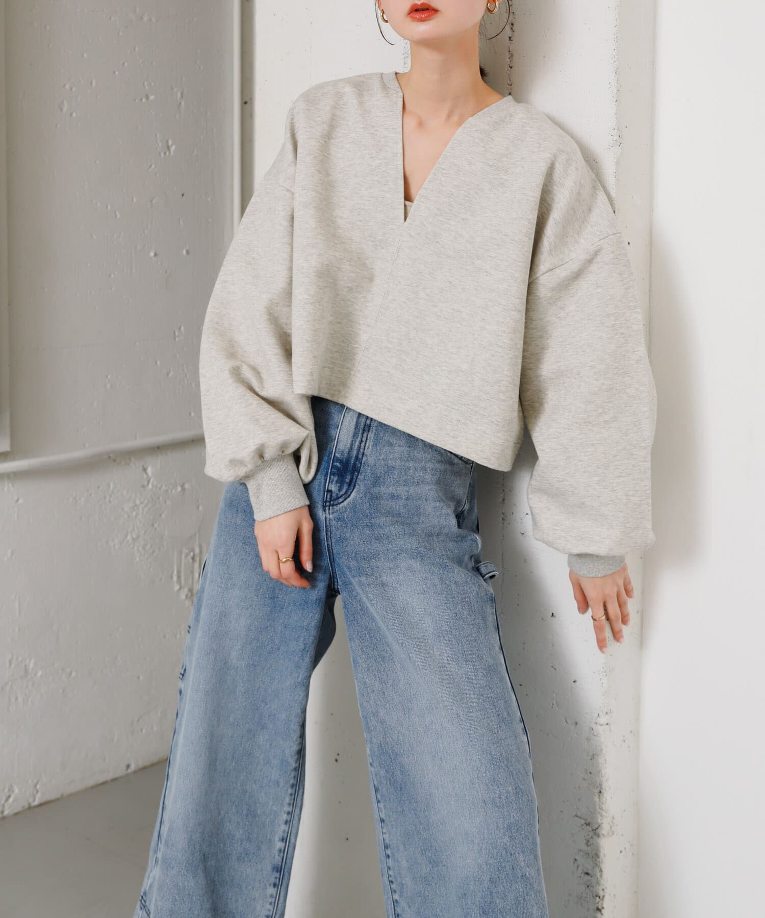 SENSE OF PLACE by URBAN RESEARCH「ボリュームスリーブクロップドトップ」|スウェット・ジャージ|