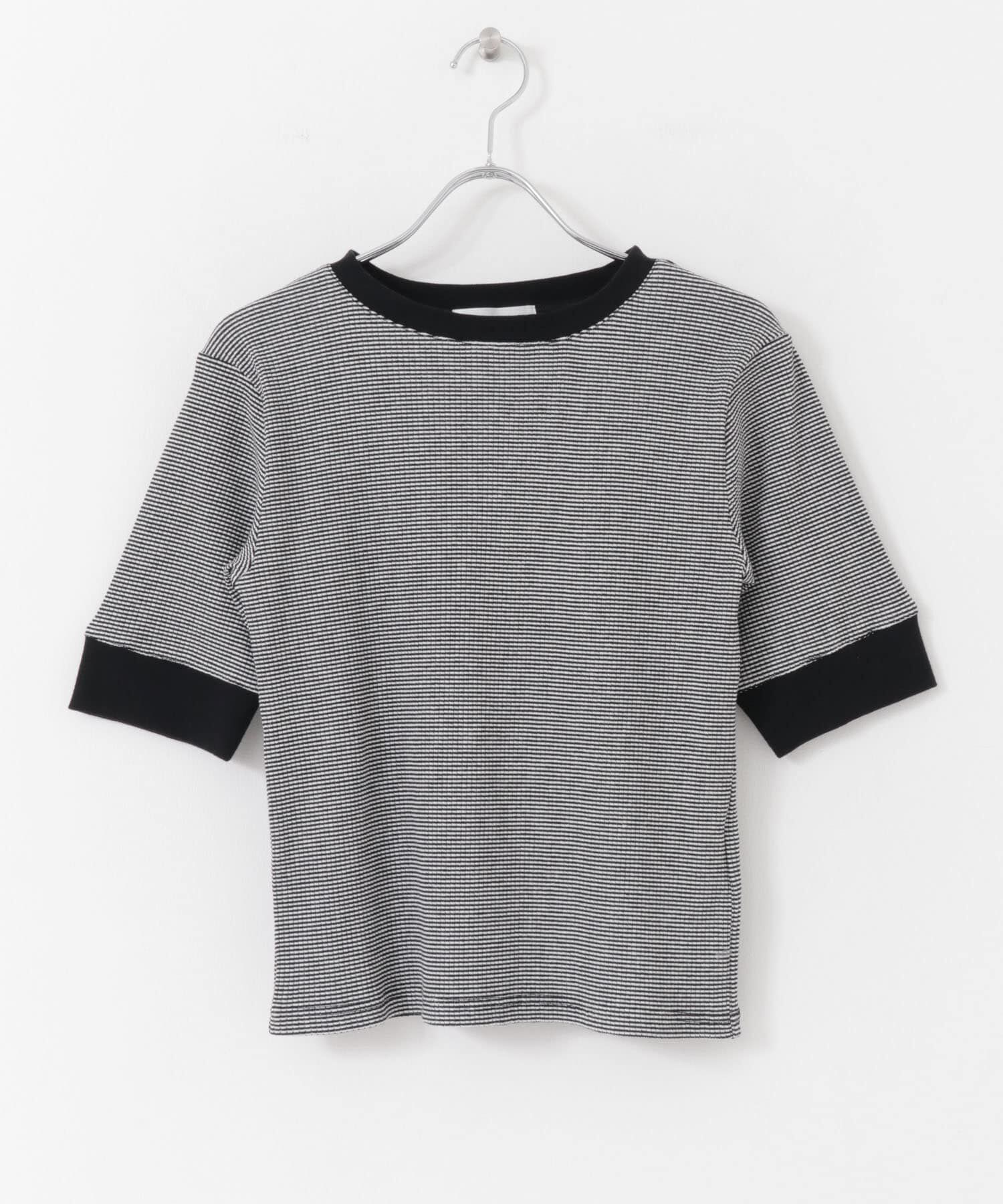 SENSE OF PLACE by URBAN RESEARCH「クルーネックリンガーボーダーTシャツ(5分袖)」|Tシャツ・カットソー|