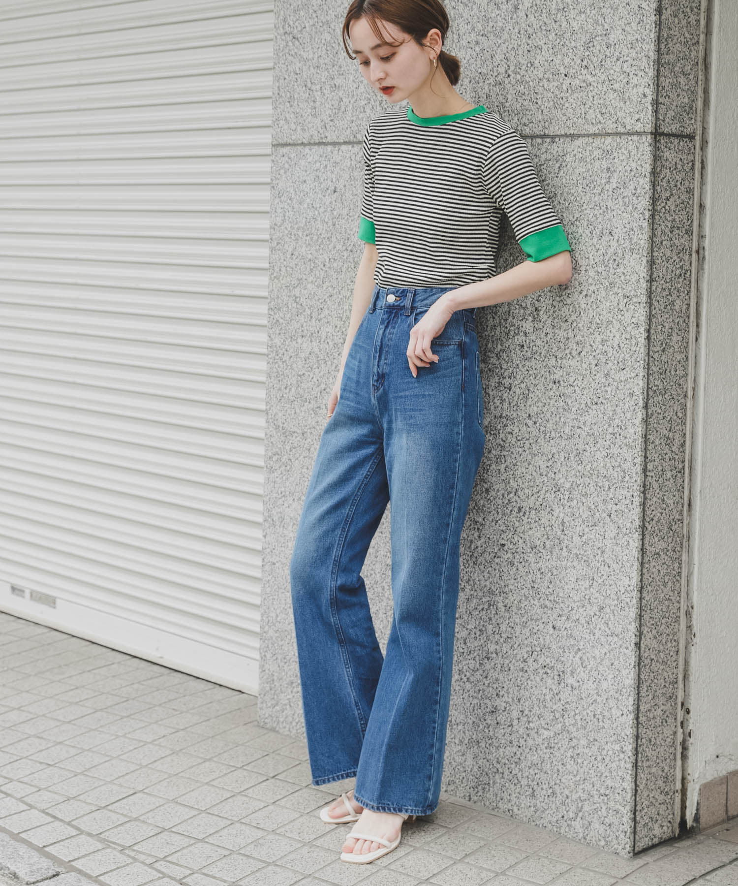 SENSE OF PLACE by URBAN RESEARCH「クルーネックリンガーボーダーTシャツ(5分袖)」|Tシャツ・カットソー|