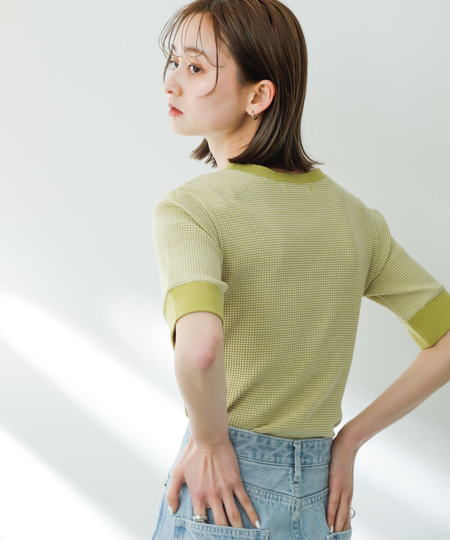 SENSE OF PLACE by URBAN RESEARCH「クルーネックリンガーボーダーTシャツ(5分袖)」|Tシャツ・カットソー|