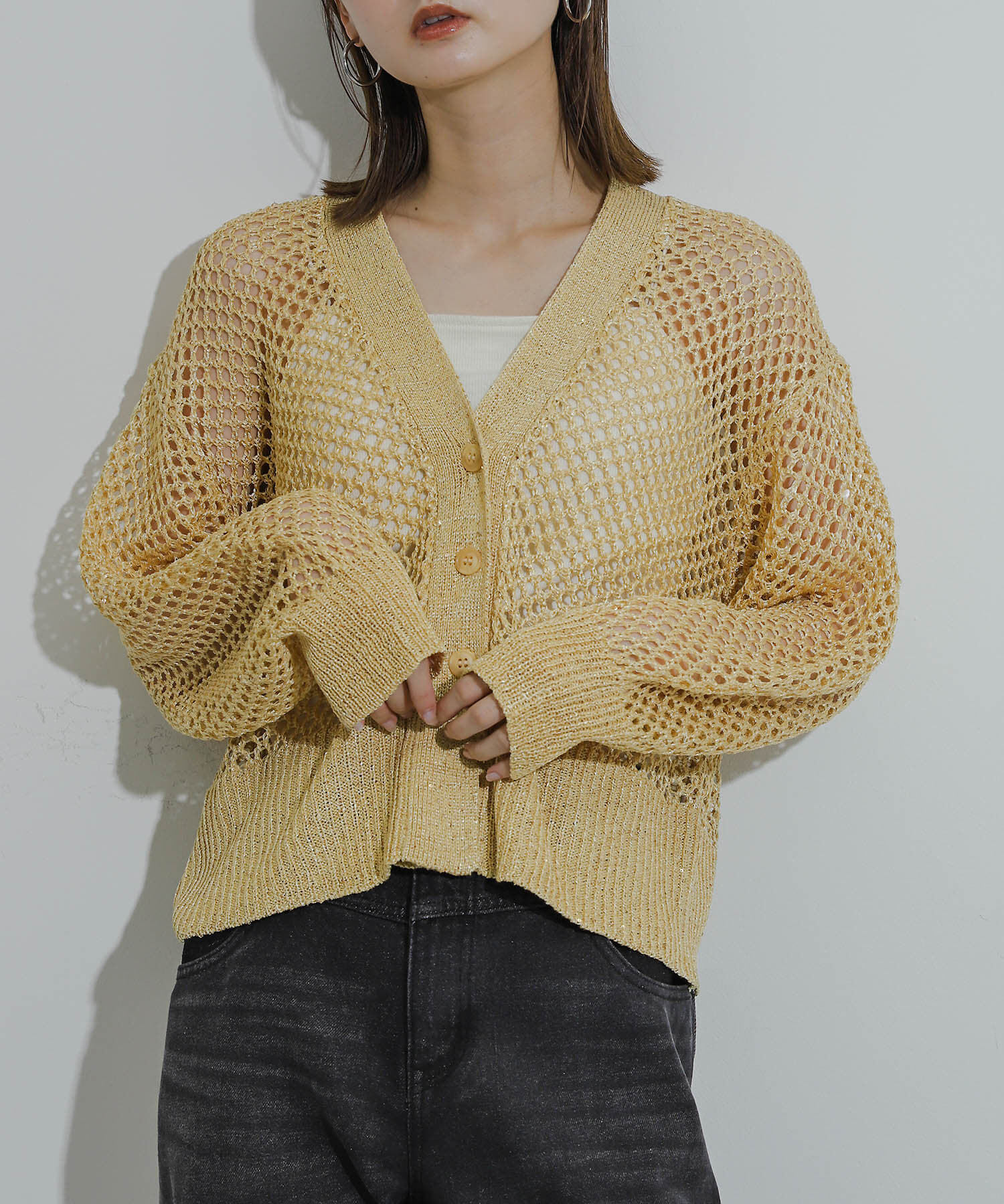 SENSE OF PLACE by URBAN RESEARCH「スパンコールメッシュカーディガン」|カーディガン|