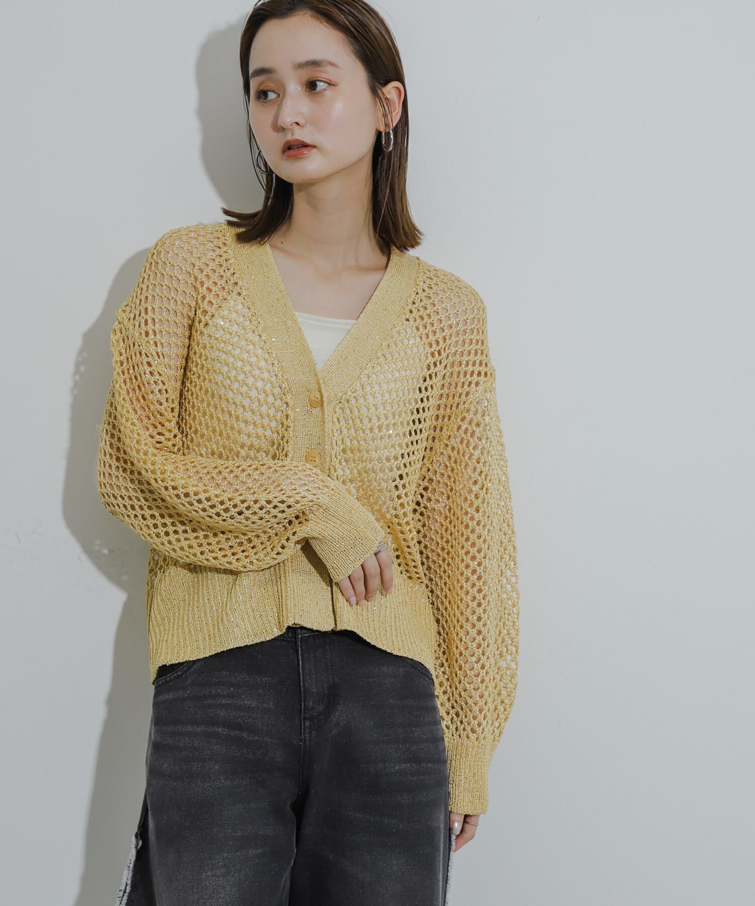 SENSE OF PLACE by URBAN RESEARCH「スパンコールメッシュカーディガン」|カーディガン|