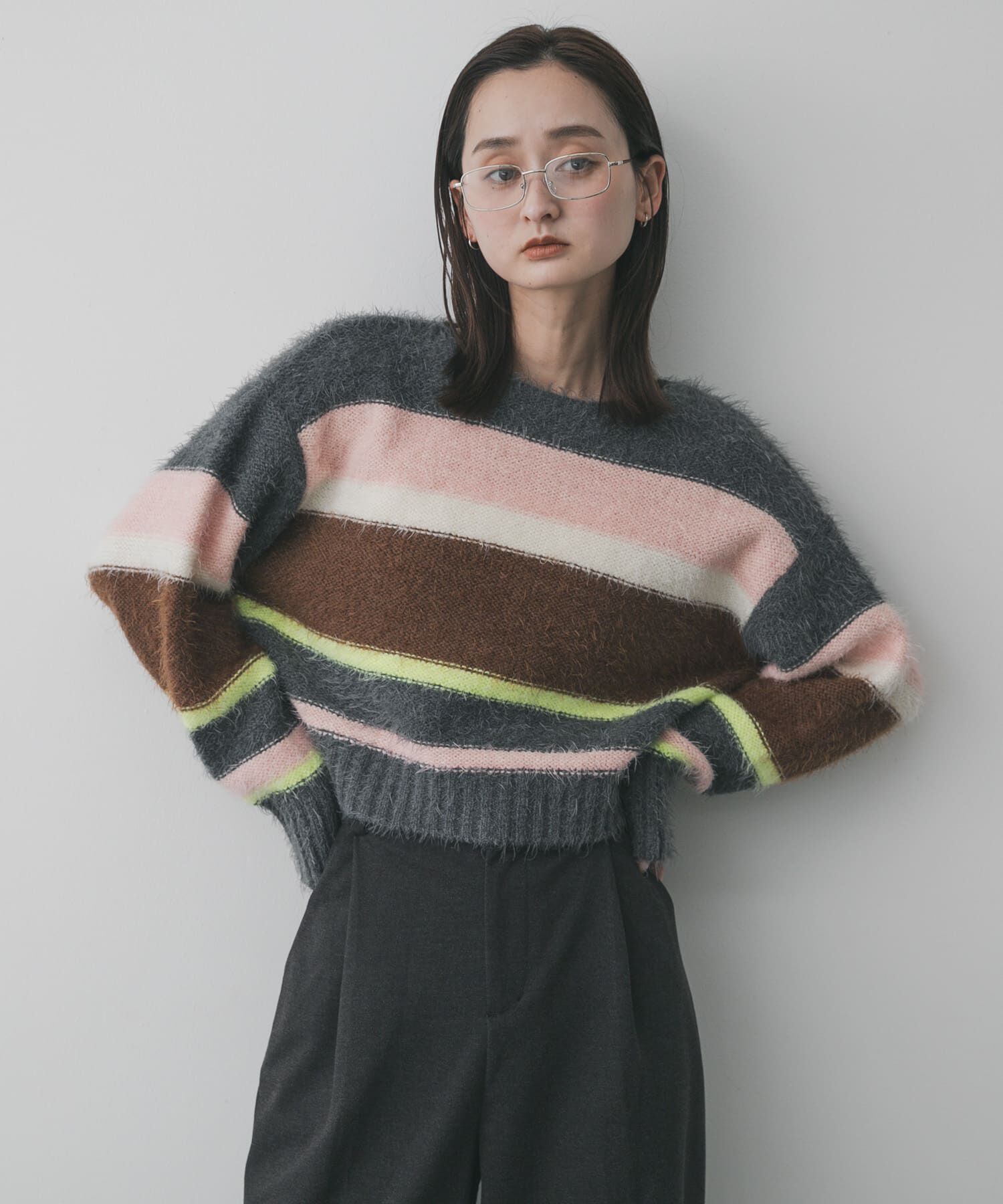 SENSE OF PLACE by URBAN RESEARCH「『洗濯可』シャギーハイショクボーダーニット」|ニット・セーター|