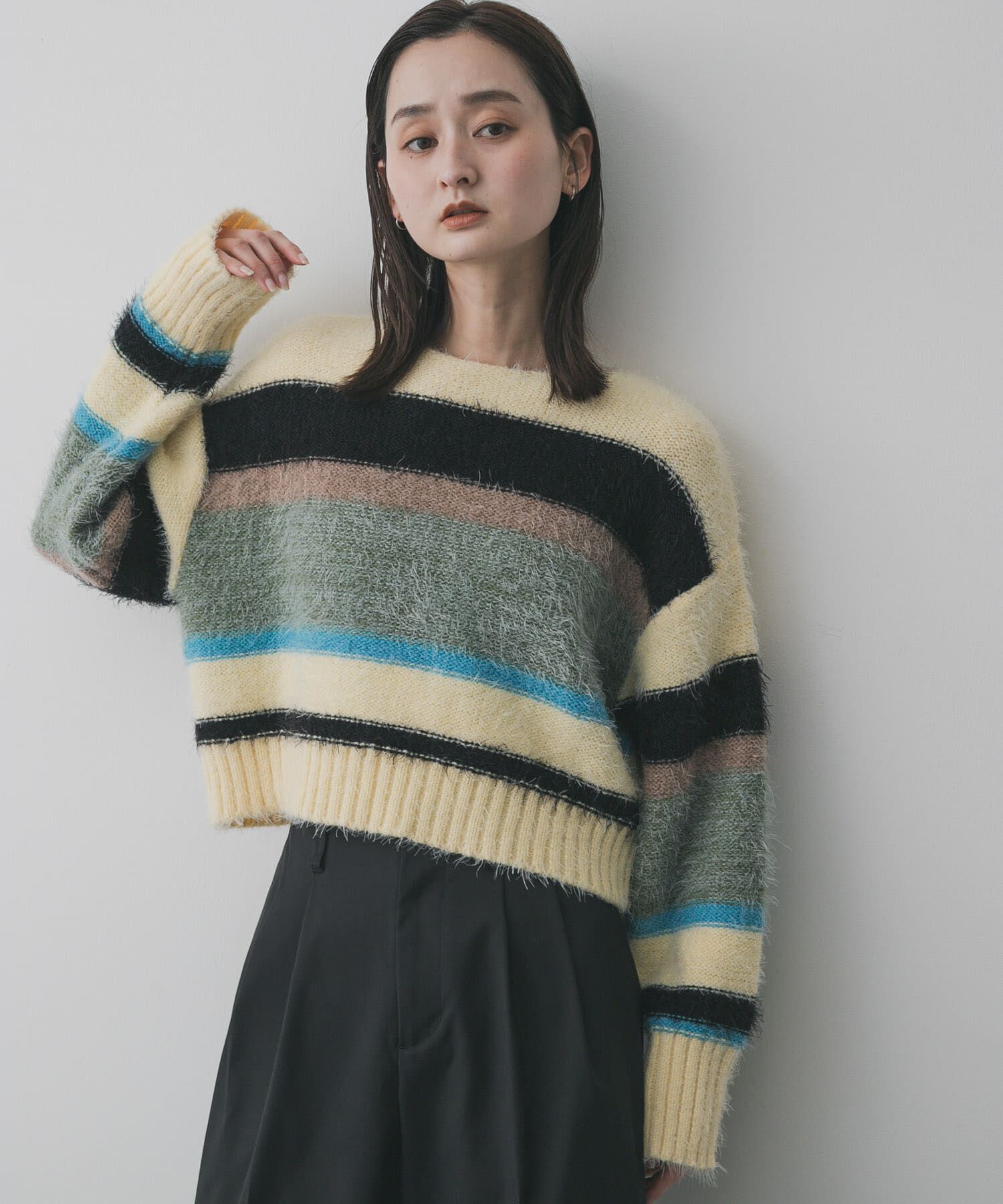 SENSE OF PLACE by URBAN RESEARCH「『洗濯可』シャギーハイショクボーダーニット」|ニット・セーター|