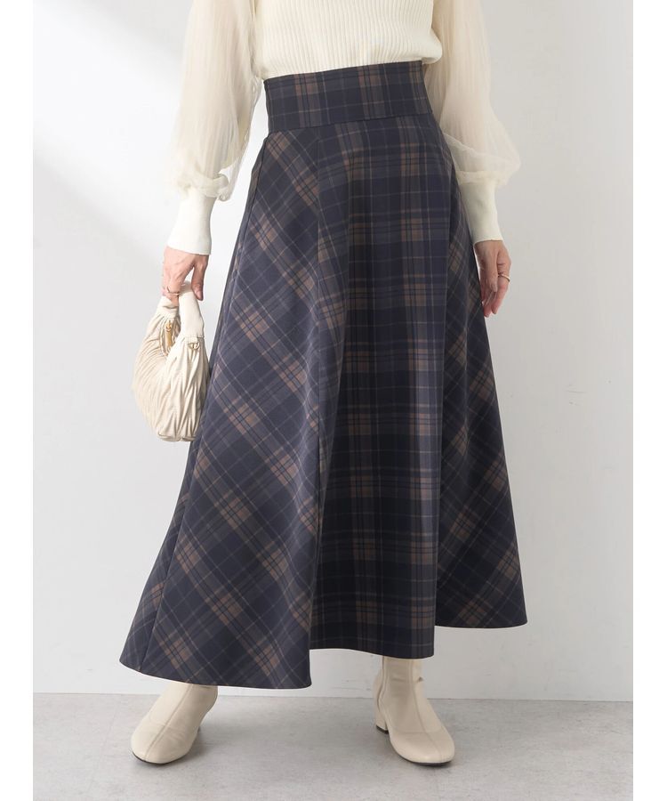 earth music&ecology「バックレースアップチェックスカート」|フレア|