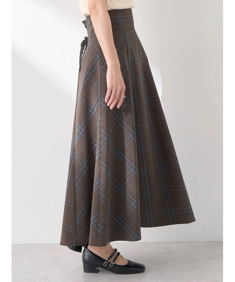earth music&ecology「バックレースアップチェックスカート」|フレア|