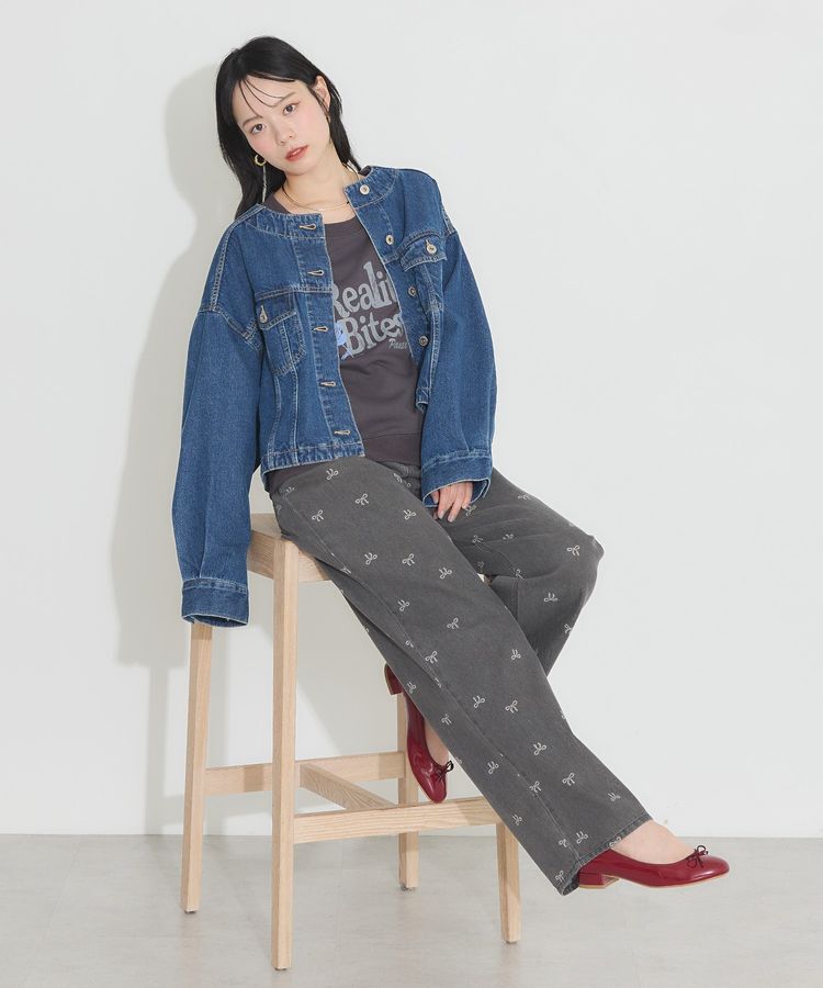 earth music&ecology「ノーカラーデニムジャケット」|テーラードジャケット|