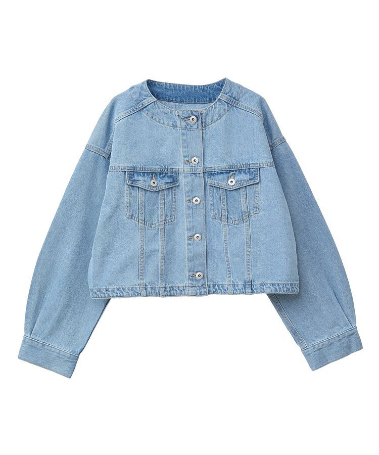 earth music&ecology「ノーカラーデニムジャケット」|テーラードジャケット|