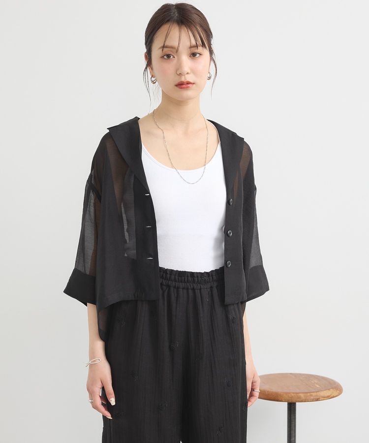 earth music&ecology「シアーショートシャツ」|シャツ・ブラウス|Black