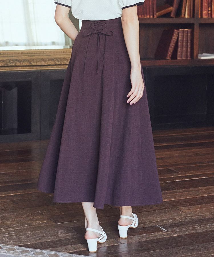 earth music&ecology「バックレースアップスカート」|フレア|Dark Brown