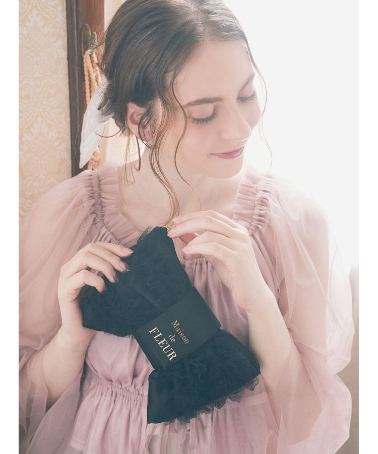 Maison de FLEUR「チュールフリルリボンポーチ」|ポーチ|