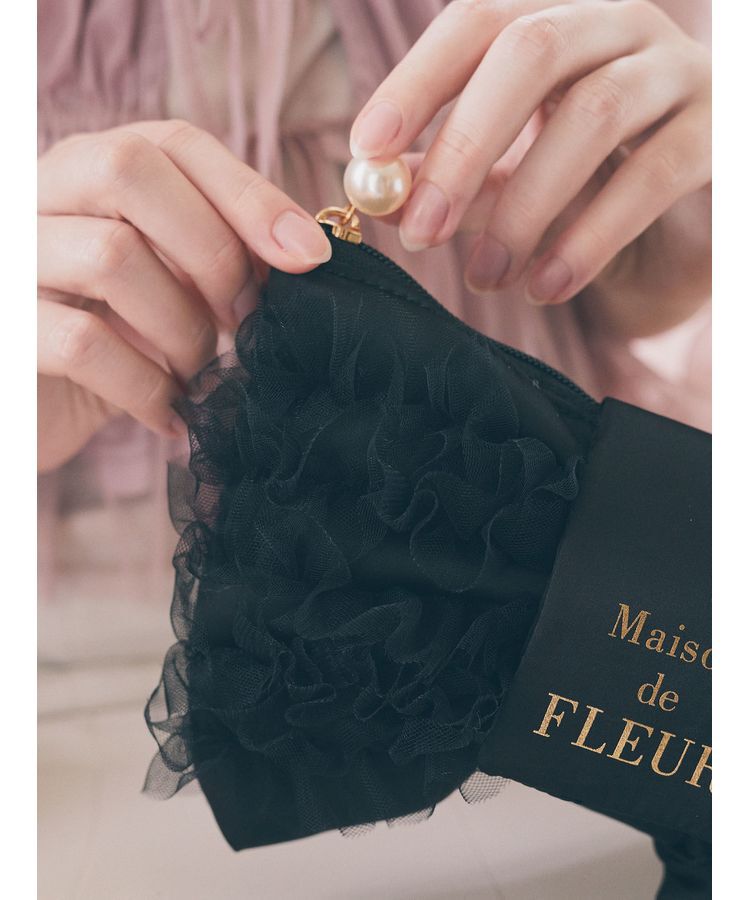 Maison de FLEUR「チュールフリルリボンポーチ」|ポーチ|
