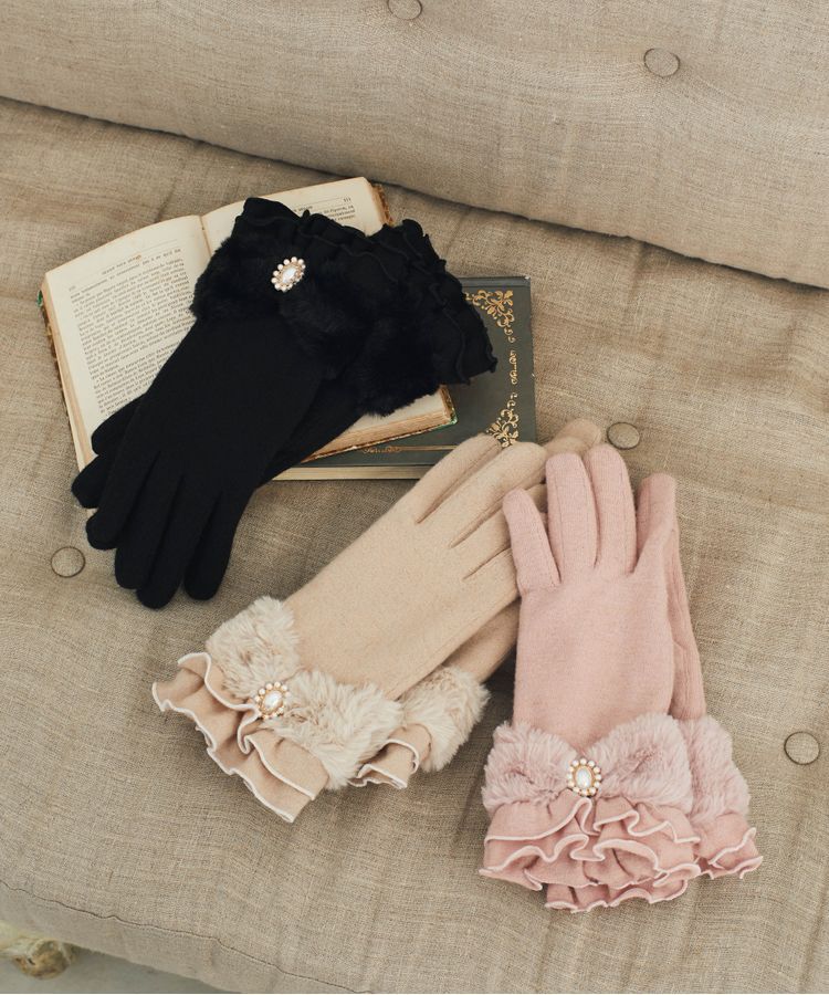 Maison de FLEUR「ファーリボンフリルグローブ」|その他|