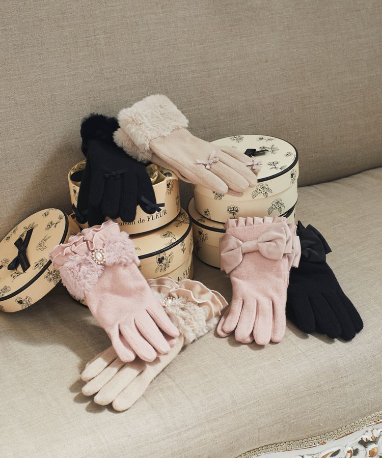 Maison de FLEUR「ファーリボンフリルグローブ」|その他|