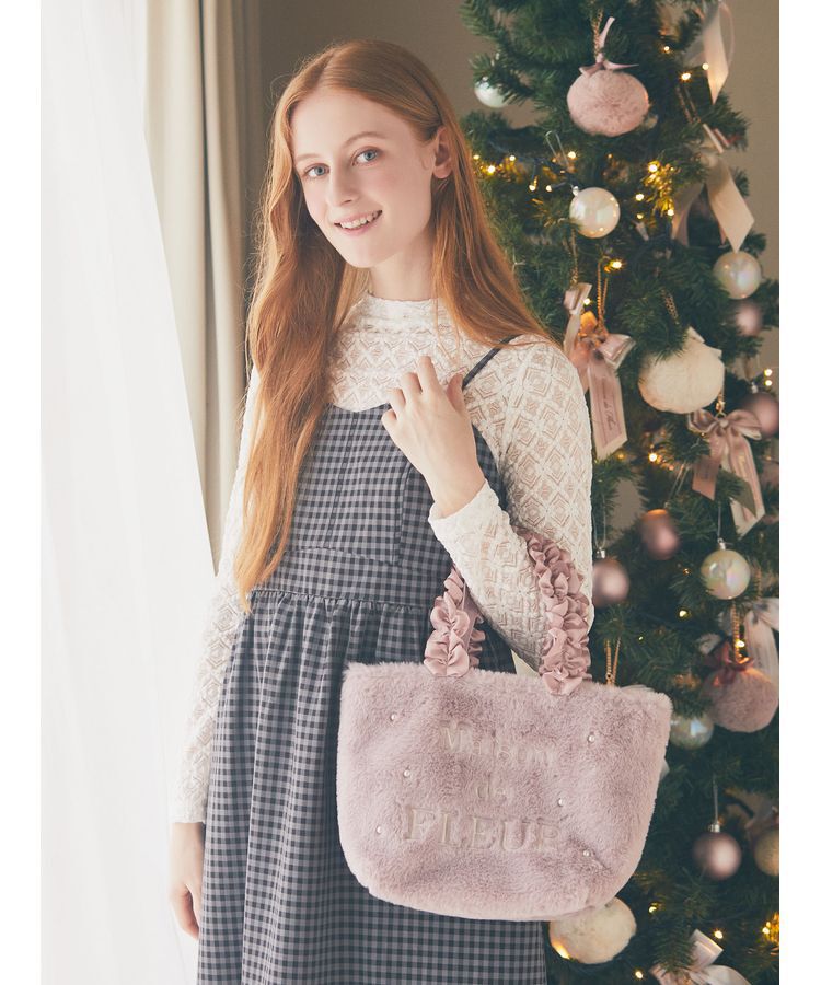 Maison de FLEUR「メモリアルファーパールフリルハンドルトートバッグ」|トートバッグ|