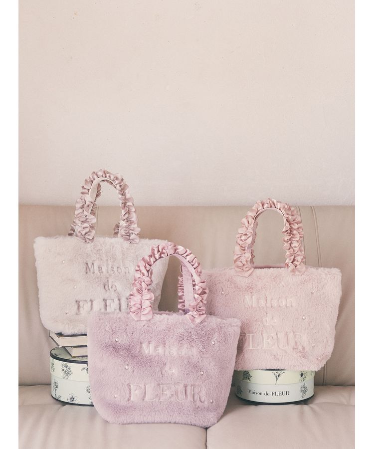 Maison de FLEUR「メモリアルファーパールフリルハンドルトートバッグ」|トートバッグ|