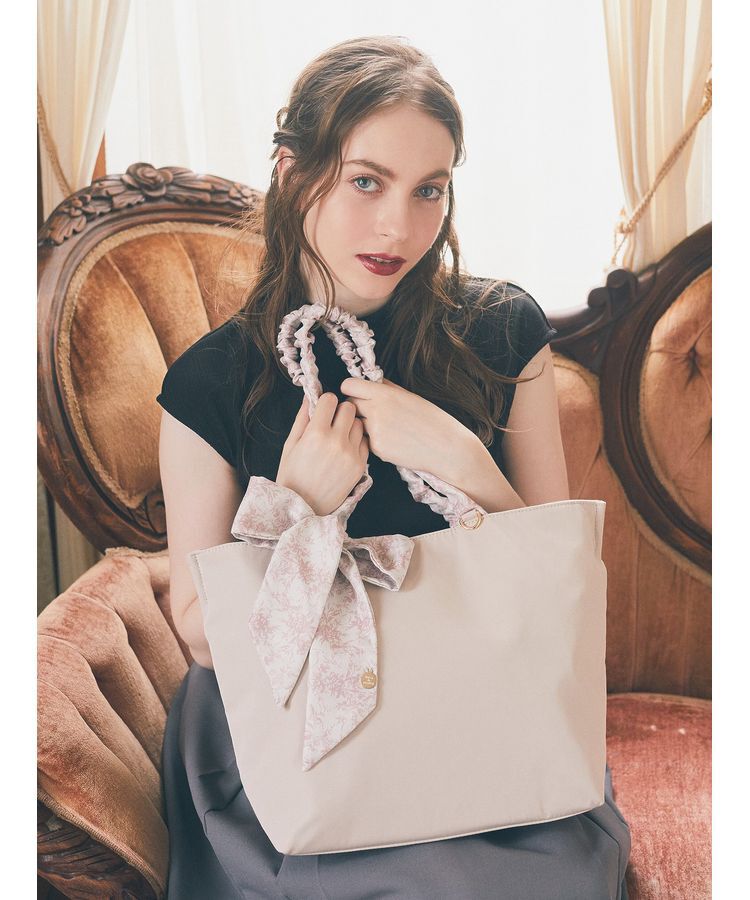 Maison de FLEUR「フラワープリントリボントートバッグ」|トートバッグ|ベージュ