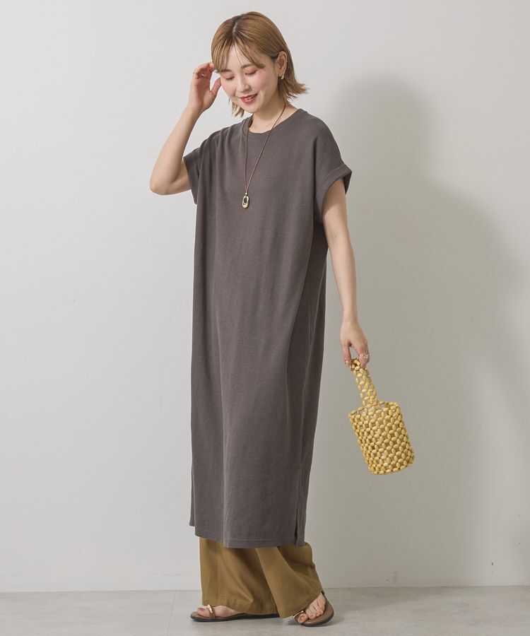 AMERICAN HOLIC「ワッフルサイドスリット半袖ワンピース」|ワンピース|Charcoal Gray